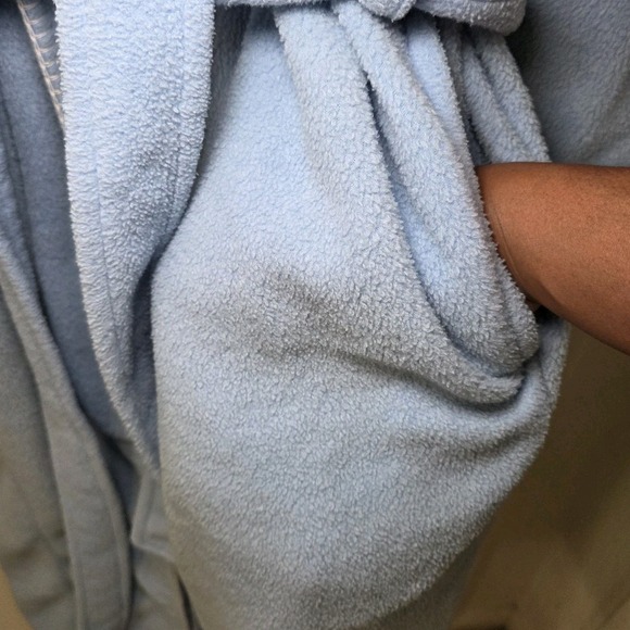 Delicates Plush Fleece Bathrobe Blue Polar Bear Winter Robe XL Y2K Cozycore - Picture 9 of 11